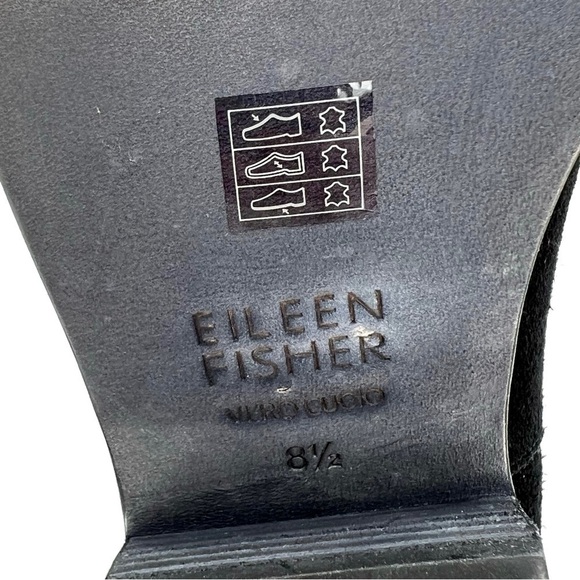 Eileen Fisher Rove Ankle Boots Black Suede Size 8.5 Block-Heel Zip Booties EUC - Picture 9 of 13